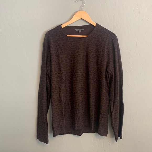 John Varvatos Leopard Texture Long Sleeve Crewneck - Medium - Picture 1 of 2